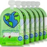 Reusable Baby Food Storage Pouches | Resealable Double Zipper | 6 Pack of 6 oz size with extra caps