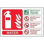 V Safety Water Id Fire Extinguisher Sign - 150mm x 100mm - 1mm Rigid Plastic