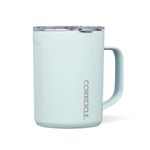 Corkcicle Origins Travel Coffee Mug - Triple Insulated Stainless Steel Cup with Handle for Tea, Hot Chocolate, Coffees, & More - Spill Proof, Reusable, Dishwasher Safe - Powder Blue, 475ml/16oz