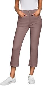 luvamia Capri Jeans for Women High Waisted Slim Straight Stretchy Denim Capris Pants Welt Pockets Casual Cropped Jeans, Nutmeg Brown, X-Large