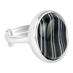 Arihant Gems & Jewels Natural Black Sulemani Hakik Silver 925 Adjustable Ring (Agate) for Men and Women (Design 2)