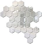 Bikri Kendra - 31 Hexagon with 20 Butterfly Silver Decorative Mirror Sticker for Wall, Acrylic Mirror Wall Decor Sticker, Hexagonal Sticker, Wall Mirror Stickers for Home & Offices