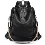 UTO Backpack Womens Ladies Rucksack Bags Double Zipper Side Pockets Removable Nylon Shoulder Strap within Pattern Black