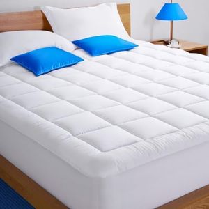 Cloud-Like Full Size Mattress Topper - 100% Cotton Top Mattress Pad for Back Pain Relief - Breathable & Naturally Cooling for Hot Sleepers