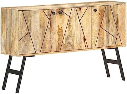 'vidaXL Industrial Sideboard Cabinet - Vintage Solid Mango Wood Display Unit with Black Steel Legs - Brown