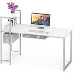 SHW 46 Inch Mission Desk with Side Shelf, White