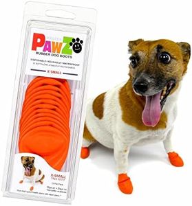 PawZ Rubber Dog Boots for Paws up to 2", 12 Pack - All-Weather Dog Booties for Hot Pavement, Snow, Mud, and Rain - Waterproof, Anti Slip Dog Socks - X-Small, Orange