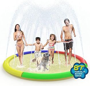 Growsland Non Slip Splash Pad for Kids and Dogs, 87'' Extra Large Splash Pad Outdoor Sprinkler for Kids, Dog Water Summer Toys Outdoor Toys for Toddlers 3-5 Kids Ages 4-8
