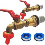 2Pcs Rain Barrel Spigots, Brass Faucet Kits for Rain Water Barrel, Water Tanks, Tubs, Pools Etc, Turn Ball Valve Rain Barrel Spigot with Bulkhead Fitting Set, Hose Adapter, Filter Mesh and Tape