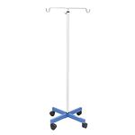 Standzo Fully Folding Saline IV Stand - Four Wheels, For Hospital and Personal Use