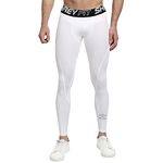 Shrey Intense Compression Long Tights Skins, Men's Legging, Base Layer for Gym, Running, Swimming, Cricket, Cycling, Football, Yoga, Basketball, Tennis, Badminton & More (XL, White)