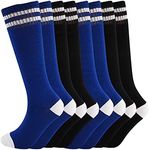 SOCKSDIARY 4 Pairs Knee High Socks for Kids, Cotton Soccer Socks for Boys, Girls, Toddlers