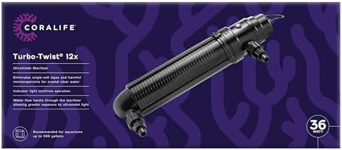 Coralife Aquarium Fish Tank Marine Salt Water Turbo-Twist UV Sterilizer 12X, For up to 500 Gallons
