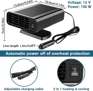 Showvigor 150W Car Heater Fan – Portable Vehicle Defroster