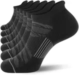 FITRELL 6 Pack Men's Ankle Running Socks Low Cut Cushioned Athletic Sports Socks, Shoe Size 9-12, Black+Gray