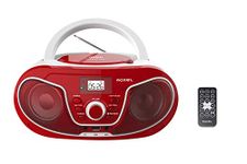 Roxel RCD-S70BT Portable Boombox CD Player with Remote Control, FM Radio, USB MP3 Playback, 3.5mm AUX Input, Headphone Jack, LED Display Wireless Music Streaming (Red)