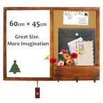 Umtiti 45 x 60 cm Wall Organizer with Whiteboard, Cork Board, Mail Holder and Hooks,Solid Pine Wood Walnut Brown Frame（ZSB-4560SZ）