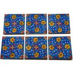 Shiv Kripa Blue Pottery Home Decorative Ceramic Wall Hanging Tile Design Flooring Tiles Floral Kitchen Washroom Mosaic Furniture Tile Handmade Backsplash 4 x 4 Inches Tile (Pack of 50, Blue)