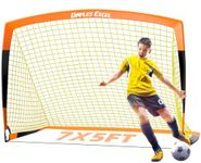 Dimples Excel Soccer Goal Kids Soccer Net for Backyard, 1 Pack (7' x 5', Orange Black)