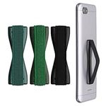 kwmobile Finger Holders for Smartphones - Set of 3 Self Adhesive Elasticated Finger Holder Straps for Phones - Metallic Teal/Dark Green/Black