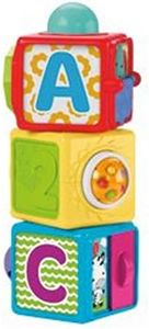 Fisher-Price - Blocchi Milleattività, 3 blocchi facilmente impilabili, ciascuno con quattro lati diversi, una manovella, ABC e 123, giocattolo per bambini, 6+ mesi, DHW15