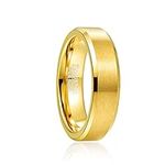 Phyonio Gold Wedding Ring Band for Men Women 6mm Tungsten Carbide Ring Beveled Edges Size Q