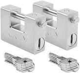 Kurtzy Heavy Duty 1kg Padlocks with 10 Keys (2 Pack) - Hardened Solid Steel Hardware Monoblock Lock - 12mm Thick Shackle - Protect Garages, Containers, Sheds, Shutters, Lockers, Gates and Warehouses