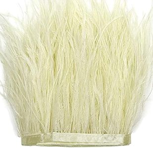 THARAHT Light Yellow Ostrich Feathers Trim Sewing Fringe 2Yard 4-6inch for DIY Dress Sewing Craft Clothing Latin Wedding Dress Decoration Ostrich Feather Trim