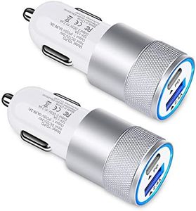 30W USB C Car Charger, [2Pack] 3.0 Fast Charge Dual Port USB Type C and 2.4a USB A Cargador Carro Lighter Adapter for iPhone, Tablet, iPad, Galaxy, LG, Google Pixel GPS, Z Play Droid, Motorola