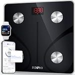 RENPHO Body Fat Scale Bluetooth, Digital Body Weight Bathroom Scales Weighing Scale Smart BMI Scales, Body Composition Monitors with Smartphone App, Black, Elis 1