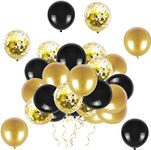 Black and Gold Balloons 12 Inch 50 