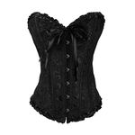 SxyBox Women's Satin Bustier Corset Overbust Lace up Waist Cincher Adjustable With G-string,S-6XL