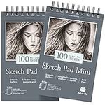 Art-N-Fly Sketchpad for Travel and Portable Sketch Work - Two Pack Spiral Bound 200 Sheets Total - Pad 70lb/100g for Drawing (5.5x8.5)