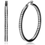 ORAZIO Stainless Steel Women Hoop Earrings Cute Huggie Earrings Cubic Zirconia Inlaid 50MM, Stainless Steel, Cubic Zirconia