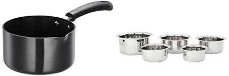 Amazon Brand - Solimo Hard Anodized Saucepan with Bakelite Handle - 1.5 litres (28Cm, 3Mm Thickness) Stainless Steel Tope Set,Non-Stick, 1.5 Liter