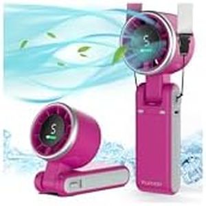 PlayHot Portable Handheld Turbo Fan, 5-Speed Personal Fans, 5000mAh Rechargeable Fans Up to 12 Hours, Weight only 0.6lb Small Fan, Hand/Neck/Desk Fan 3 IN 1, Beach Vacation Essentials(Magenta)
