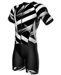 Sparx Mens Elite Aerosuit Triathlon Suit Mens Short Sleeve Tri Suit Skinsuit (Brushes, XL)