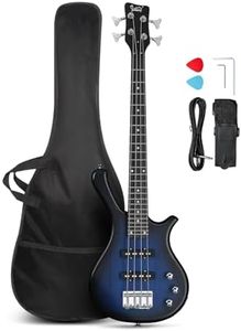 GLARRY 4 String Electric Bass Guitar, 36-inch Bass Guitar Beginner Kit with Cable, Strap and Bag for Kids, Boy and Girl (Dark Blue)