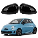 1 Pair Mirror Covers Replacement for Fiat 500/500C/500E/Abarth 500 2007-2024/Grande Punto 2005-2018, Car Mirror Caps Exterior Cap Rearview Cap Mirror Covers, Exterior Mirror Housing (Black)