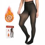 Blu Ninfee Fleece Lined Tights Women, Ladies Thermal Thick Winter Tights Leggings Pantyhose, High Waisted Translucent Warm Cozy Tights Look Sheer, 300g