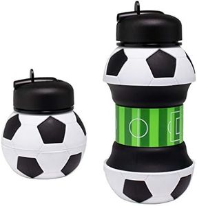 Maccabi Art Clip-On Collapsible BPA-Free Silicone Soccer Ball Water Bottle for Kids, 18 Oz. Size