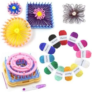 Ayasee Weaving Loom Kit, Flower Knitting Loom Kit, Frame Looms, Knitting Wool, Round/Square Knitting Looms Craft Kit Multi Color (Flower Maker + Yarn)