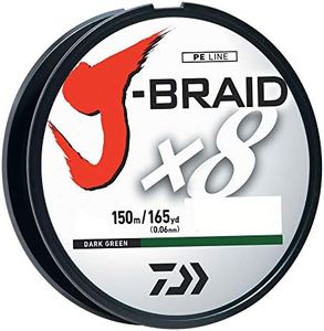 Daiwa J-Braid 150M 8-Strand Woven Round Braid Line, Dark Green, 30 lb