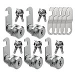 EG STARTS 5 Pack File Cabinet Cam Lock Keyed Alike, 5/8 Inch & 7/8 Inch Cylinder Locks Secure Mailbox File Drawer Dresser RV Compartment Lock Tool Box (7/8 Inch Locks)