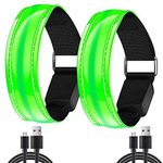 2 Pcs Rechargeable Walking Lights LED Armband/LED Bracelet for Walking, Flashing High Visibility Led Running Light, Reflective Led Safety Armband for Jogging, Cycling, Dog Walking Outdoor at Night