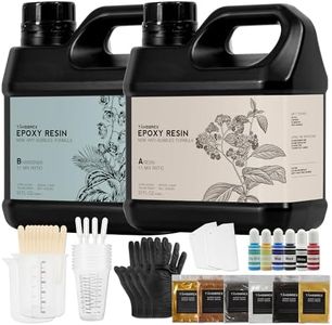 Epoxy Resin 64OZ Kit - Color Kit-Crystal Clear Art Resin and Hardener Kit for Beginners,No Yellowing,No Bubble,Fast Cure,Self Leveling to Easy Mix 1:1 for River Table Top,Art Crafts,Jewelry Making