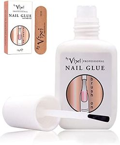 15ml By Vixi EXTRA STRONG NAIL GLUE with BRUSH and FREE PREP FILE Clear Instant Dry Adhesive, Professional Salon Quality