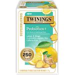 Twinings Probiotic Lemon & Ginger Flavoured Herbal Tea, 250 Million CFUs per Cup, Caffeine-Free, 18 Count (Pack of 6) | Enjoy Hot or Iced