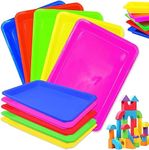 10 Pack Large Size Plastic Art Trays,5 Colors Arts and Crafts Organizer Tray,Kids Serving Tray for DIY Projects,Painting,Beads