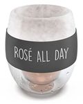 GALVANOX Freezer Chilled Stemless Wine Glass, Double Walled Insulated Frozen Chiller Cup (8.5oz) Fun Wine Lover Gift for Women/Her Rose All Day (Gift Boxed)